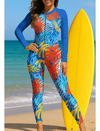 Regular Rash Guard Full Body Rash Guard Bathing Suit Abstract Tropical With Built in Bra Front Zip Uv Sun Protection Full Coverage Upf50+ Full Body Swimwear Bodysuit Surfing Canoeing
