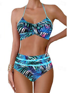 Tankini Two Piece Swimsuit Ruffle Swimwear Swimwear Blue Gold Breathable Quick Dry Lightweight Sleeveless - Swimming Surfing Beach Summer Spring
