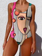 One Piece Swimsuit Slimming Monokini Briefs Tummy Control High Waist Slim Backless Vacation Ombre Graphic U Neck Sleeveless Bathing Suits