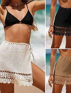 Swimwear Cover Up Wrap Skirt Swimsuit Cut Out Knitted Vacation Beach Wear Color Sleeveless Bathing Suits