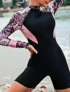 One Piece Swimsuit Swimwear Swimwear Pink Sky Blue Breathable Quick Dry Lightweight Long Sleeve - Swimming Surfing Beach Summer Spring