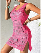Cover Up Swimsuit Dress Cut Out Vacation Beach Wear Color V Neck Sleeveless Bathing Suits