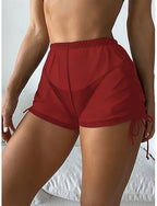 Stretchy Boxer Shorts Swimsuit Ruched Stretchy Boxer Shorts High Waist Active Vacation Color Sleeveless Bathing Suits