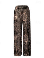 Beach Vacation Pants Flowy Palazzo Wide-leg Pants Graphic Loose Chiffon Uv Protection Breathable Bottoms Surfing Beach Vacation Autumn