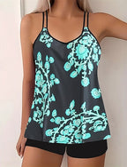 Tankini Two Piece Swimsuit Racerback Swimwear Swimwear Sky Blue Purple Breathable Quick Dry Lightweight Sleeveless - Swimming Surfing Beach Summer Spring