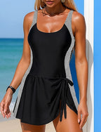 One Pieces Animal Print Swim Dress Patchwork Elastic Sleeveless Swimwear Surfing Snorkeling Swimming Summer