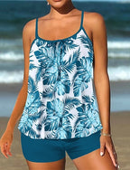 Tankini Two Piece Swimsuit Swimwear Swimwear Black Blue Breathable Quick Dry Lightweight Sleeveless - Swimming Surfing Beach Summer Spring