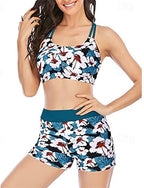 Tankini Two Piece Swimsuit Backless Criss Cross Swimwear Swimwear Red Royal Blue Breathable Quick Dry Lightweight Sleeveless - Swimming Surfing Beach Summer Spring