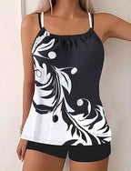 Tankini Two Piece Swimsuit Backless Criss Cross Swimwear Swimwear Black Blue Breathable Quick Dry Lightweight Sleeveless - Swimming Surfing Beach Summer Spring