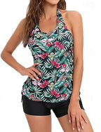 Ruched Swimsuit Halter Bikini Top Swimwear Swimwear Blue Green Uv Protection Sleeveless - Surfing Beach Swimming Summer