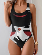 One Piece Swimsuit Slimming Monokini Briefs Tummy Control High Waist Slim Backless Vacation Ombre Graphic U Neck Sleeveless Bathing Suits