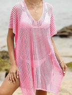 Swimwear Cover Up Swim Dress Swimsuit Cut Out Vacation Beach Wear Plain V Neck Sleeveless Bathing Suits