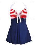 Regular Halter Bikini Top Bathing Suit Swimsuits Stripes Uv Protection Elastic Sleeveless Swimwear Swimsuit Surfing Diving Swimming Summer