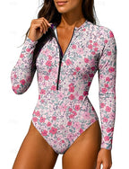 Rash Guard Swimsuit Zip Up Upf50+ Quick Dry Lightweight Long Sleeve Bodysuit Swim Shirt Surfing Beach Water Sports Summer