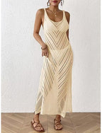 Swimwear Cover Up Swim Dress Swimsuit Cut Out Vacation Beach Wear Color V Neck Sleeveless Bathing Suits