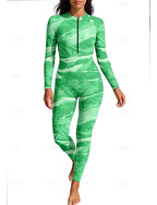 Rash Guard Full Body Swimwear Dive Skin Suit Gradient Front Zip Full-length Leg Spandex Upf50+ Quick Dry High Elasticity Long Sleeve Swimwear Surfing Diving Snorkeling Summer