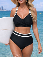 Bikini Sets Bathing Suit 2 Pieces Colored Uv Protection Elastic Sleeveless Swimwear Swimsuit Surfing Diving Swimming Summer