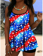 Swimwear Tankini 2 Piece Cheeky Swimsuit Tummy Control High Waist Slim Backless Vacation Beach Wear Graphic Paisley Round Neck Sleeveless Bathing Suits