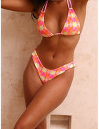 Swimwear Bikini 2 Piece High Waist Swimsuit Backless Vacation Beach Wear Halter Neck Sleeveless Bathing Suits