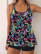 Tankini Two Piece Swimsuit Swimwear Swimwear Black White Breathable Quick Dry Lightweight Sleeveless - Swimming Surfing Beach Summer Spring
