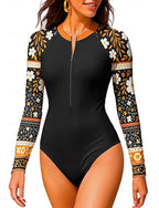 Regular Rash Guard Bathing Suit One Piece Swimsuit Color-blocking With Built in Bra Upf50+ Uv Protection Stretchy Long Sleeve Swimwear Bodysuit Surfing Beach Water Sports Summer