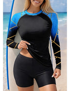 Rash Guard Swimsuit Rash Guard Tankini Swimsuits Gradient Stripes 2 Piece Removable Pad Boyleg Uv Sun Protection Upf50+ Uv Protection Long Sleeve Swimwear Sun Shirt Surfing Canoeing Water