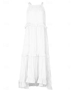 Maxi Dress White Dress Beach Dress Swing Dress Daily Outdoor Beach Loose Fit Plain Sleeveless Crew Neck Blue White Yellow Pink Summer Spring