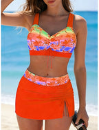 Swimwear Tankini 2 Piece Skirt Swimsuit Vacation Graphic Tropical V Neck Sleeveless Bathing Suits