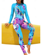 Regular Rash Guard Full Body Rash Guard Bathing Suit Leopard Ocean With Built in Bra Front Zip Uv Sun Protection Full Coverage Upf50+ Long Sleeve Full Body Swimwear Surfing Canoeing Beach