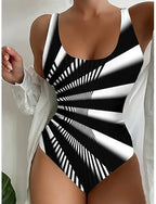 One Piece Swimsuit Slimming Colorblock Monokini Briefs Tummy Control High Waist Slim Backless Vacation Ombre Graphic U Neck Sleeveless Bathing Suits