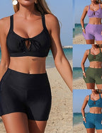 Bikini Sets 2 Pieces Swimsuits Colored Elastic Sleeveless Swimwear Surfing Beach Vacation Summer