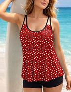Rash Guard Print Swimsuit Tankini Swimsuits Geometric Color-blocking 2 Piece Removable Pad Boyleg Uv Sun Protection Upf50+ Elastic Sleeveless Swimwear Surfing Canoeing Water Sports