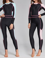 Full Body Rash Guard One Piece Surfing Suit Color-blocking With Built in Bra Upf 50+ Tummy Control Long Sleeve Diving Suit Surfing Canoeing Snorkeling Winter