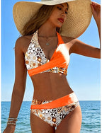 Bikini 2 Piece Swimsuit Cheeky Stylish Graphic Sleeveless Bathing Suits