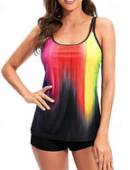 Tankini Two Piece Swimsuit Swimwear Swimwear Red Blue Breathable Quick Dry Lightweight Sleeveless - Swimming Surfing Beach Summer Spring