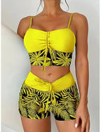 Swimwear Bikini 2 Piece Shorts Swimsuit Slim Backless Vacation Beach Wear V Neck Sleeveless Bathing Suits