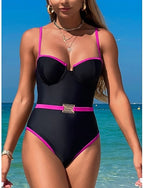 Tankini 2 Piece Swimsuit Underwire Tummy Control High Waist Slim Backless Vacation Beach Wear Color V Neck Sleeveless Bathing Suits