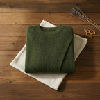 Forest Green Asymmetric Side Split Ribbed Crew Neck Sweater