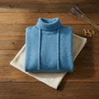Sky Blue Drawstring Cowl Neck Knit Pullover