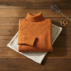 Harvest Diamond Turtleneck Burnt Orange Geometric Knit Sweater