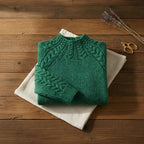 Emerald Isle Cable Knit Forest Green Mock Neck Sweater