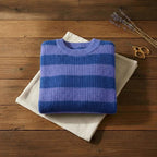 Cobalt & Lavender Bold Stripe Chunky Crew Neck Sweater