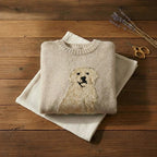 Golden Retriever Intarsia Crew Neck Sweater – Oatmeal