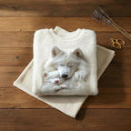 Arctic Dreams Fluffy Crewneck Ivory Samoyed Dog Graphic Sweater