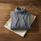 Glacial Drawstring Cowl Slate Blue Hooded Knit Sweater