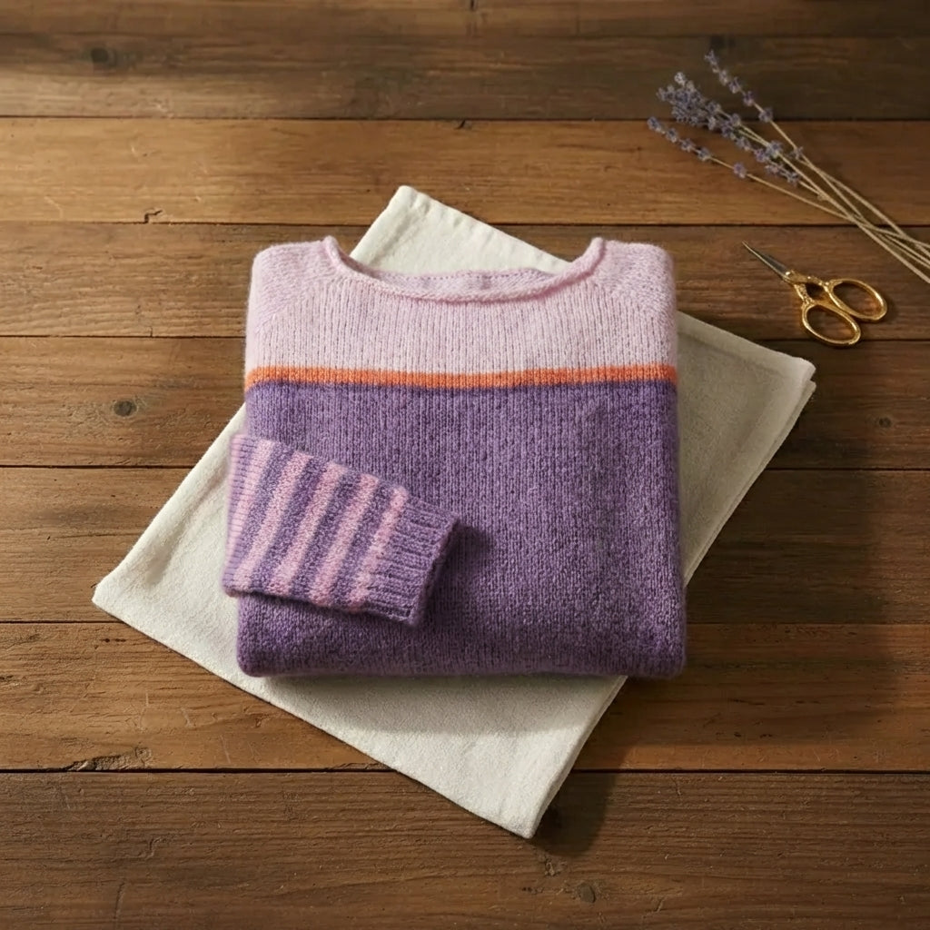 Violet & Rose Stripe Sleeve Colorblock Boat Neck Knit Sweater