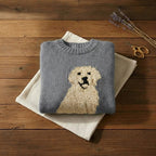 Golden Retriever Intarsia Crew Neck Sweater – Slate Blue