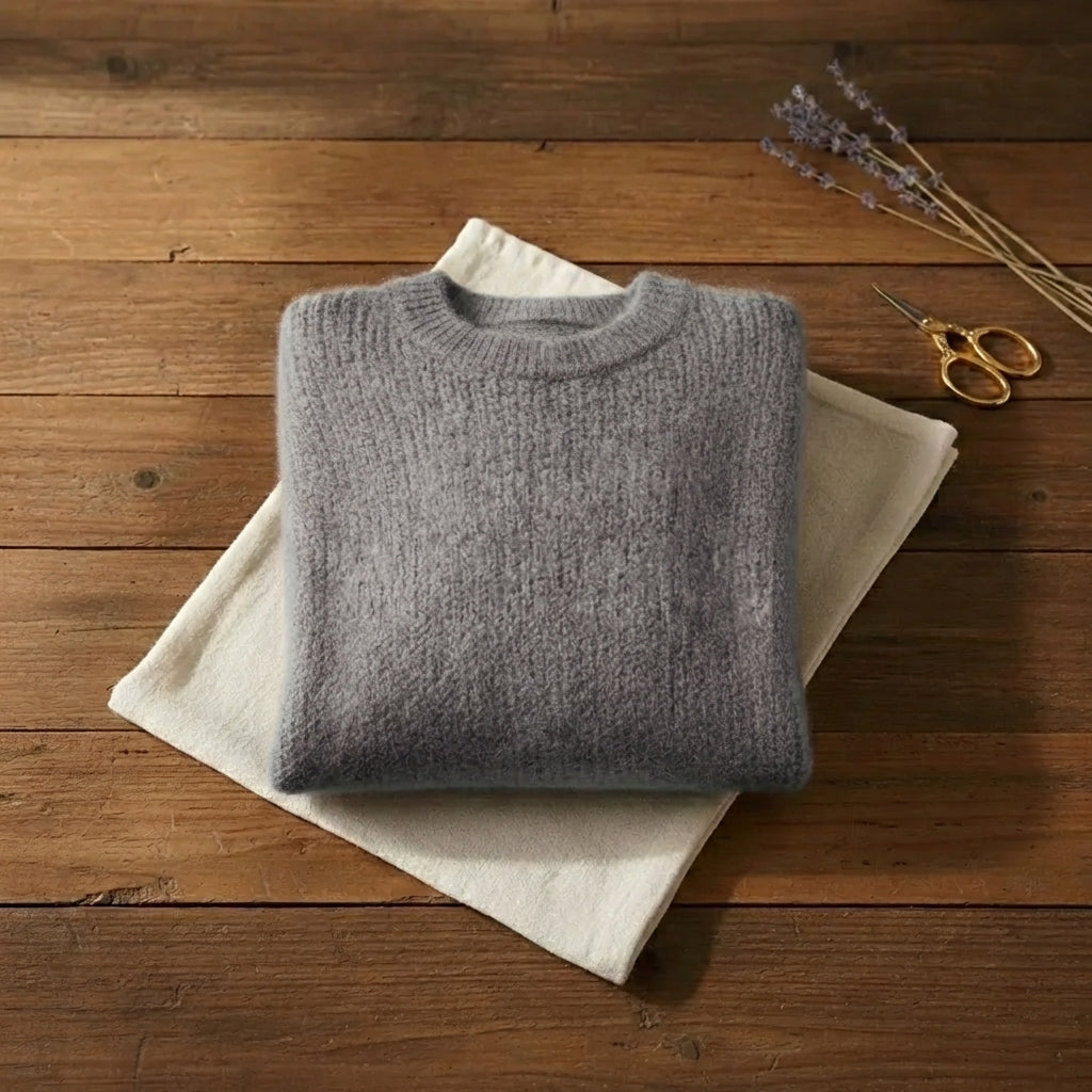 Heather Cloud Crewneck Chunky Grey Knit Pullover