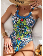 One Piece Swimsuit Slimming Monokini Tummy Control High Waist Slim Backless Vacation Beach Wear U Neck Sleeveless Bathing Suits