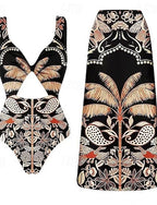 One Piece Swimsuit Colorblock Tummy Control High Waist Slim Backless Vacation Beach Wear Graphic V Neck Sleeveless Bathing Suits